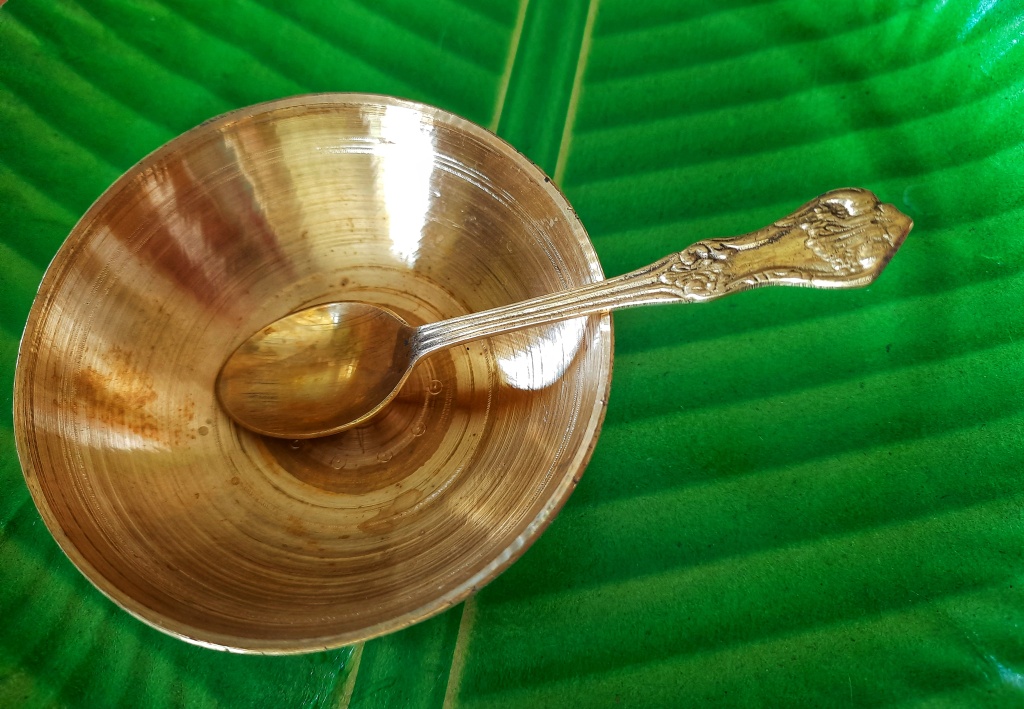 Bell metal bati ( bowl) and spoon 