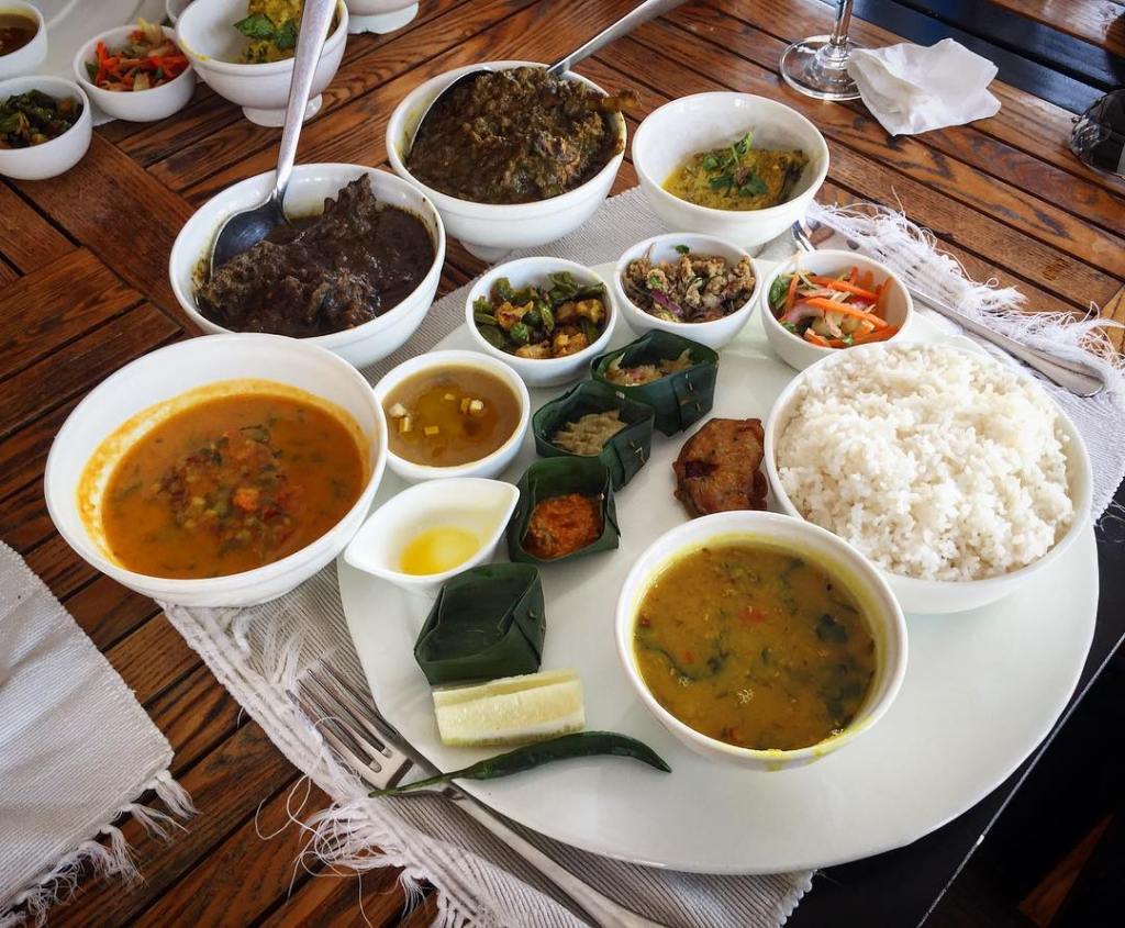 Traditional Assamese meal served at Bhatbaan